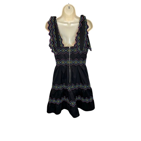 CeliaB Umi Black Tie Shoulder Embroidered Ruffle Midi Dress NWOT - Size S - Picture 7 of 11